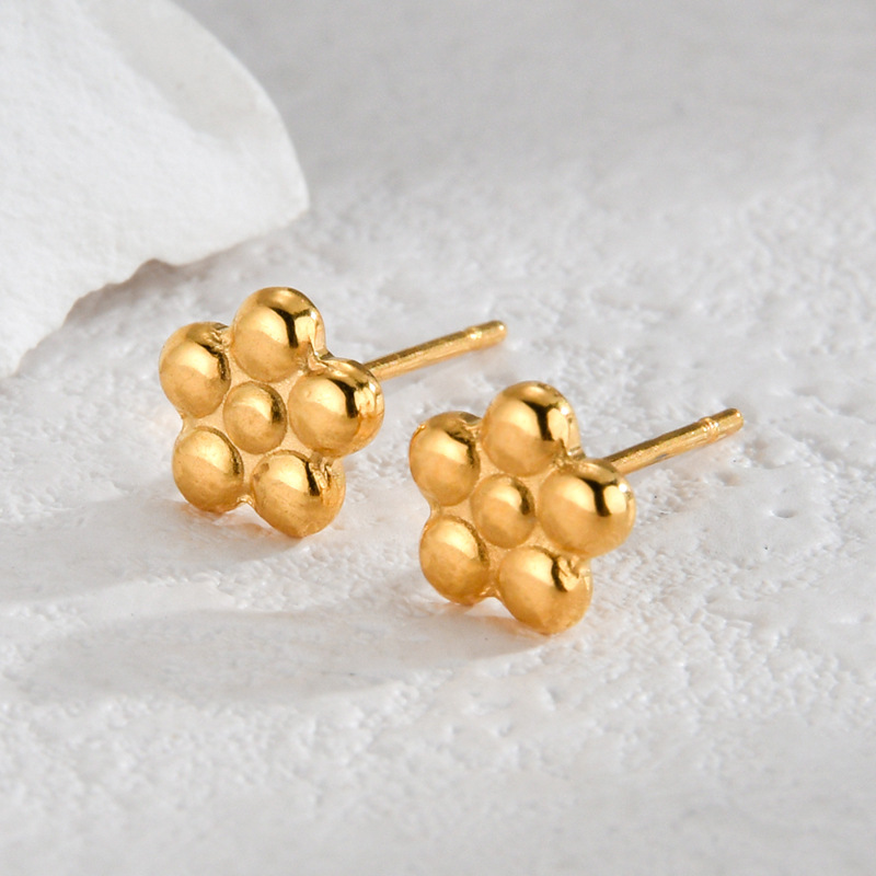 1 Pair Simple Fashionable Style  Stainless Steel  Gold Color Women's Stud Earrings h5 